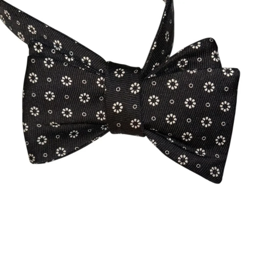 Edward armah Silk blue white polka dot double bow tie
